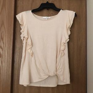 Cream tank top with ruffles